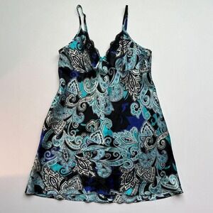 Apt 9. Y2K Blue and Black Paisley Patterned Slip Dress